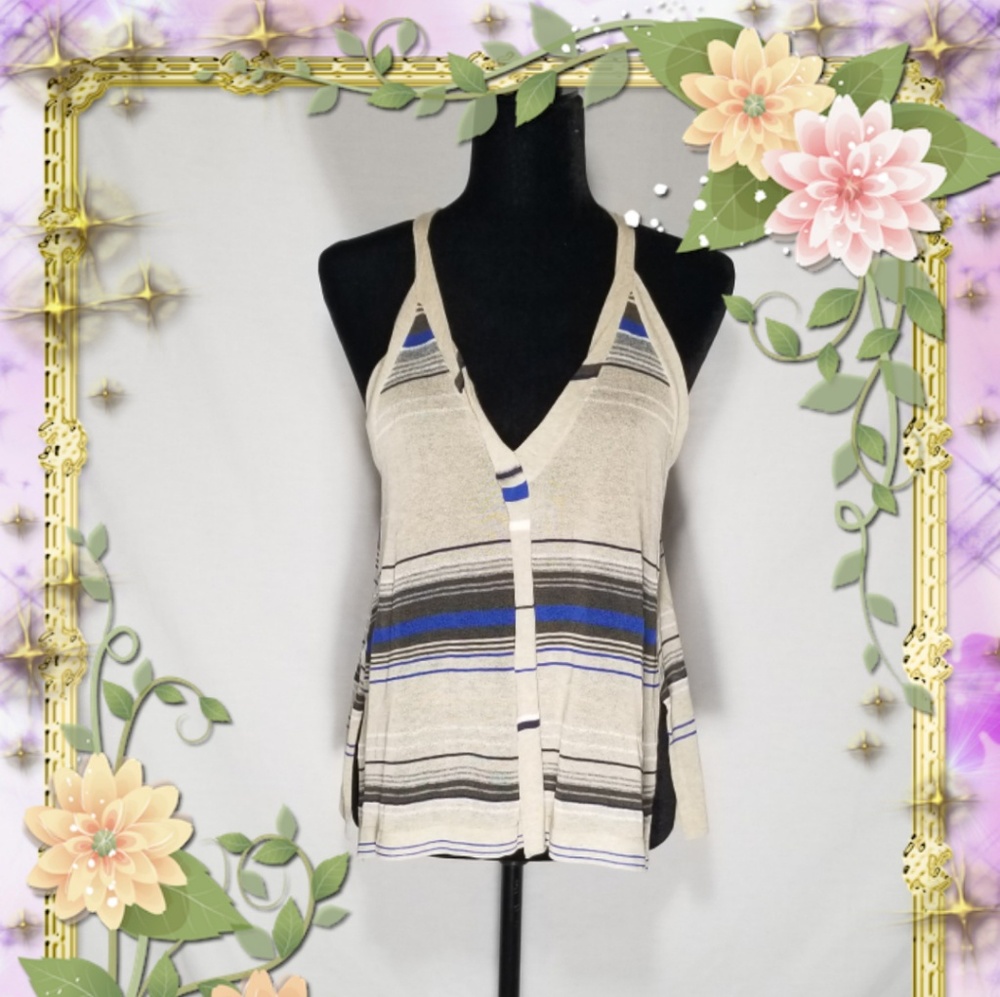 Inhabit Cream/Blue/Gray Top